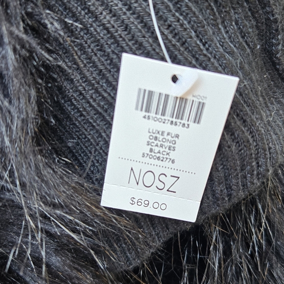 Chico's Black Faux Fur Oblong Scarf - Picture 5 of 5